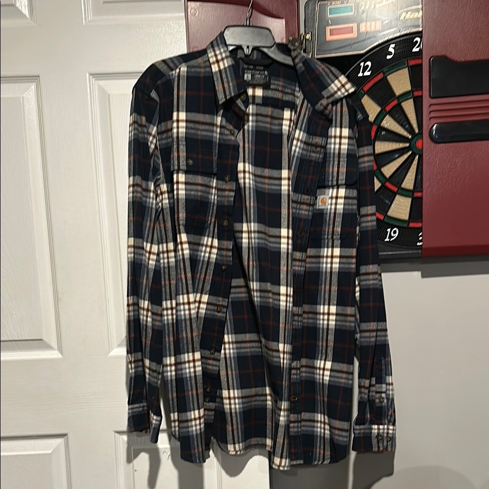 Carhartt Blue and White Casual Button Down Shirt